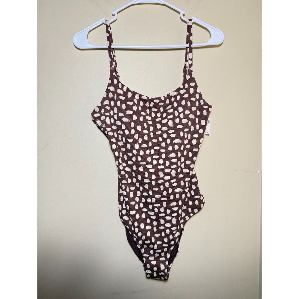 NWT Aerie Pique Tie-Back One Piece In Morning Coffee | Size Medium | Swimwear